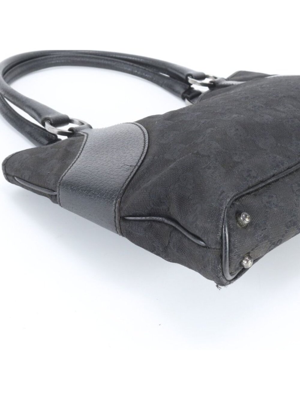 Gucci GG Canvas Leather Tote Shoulder Hand Black - Picture 6 of 9